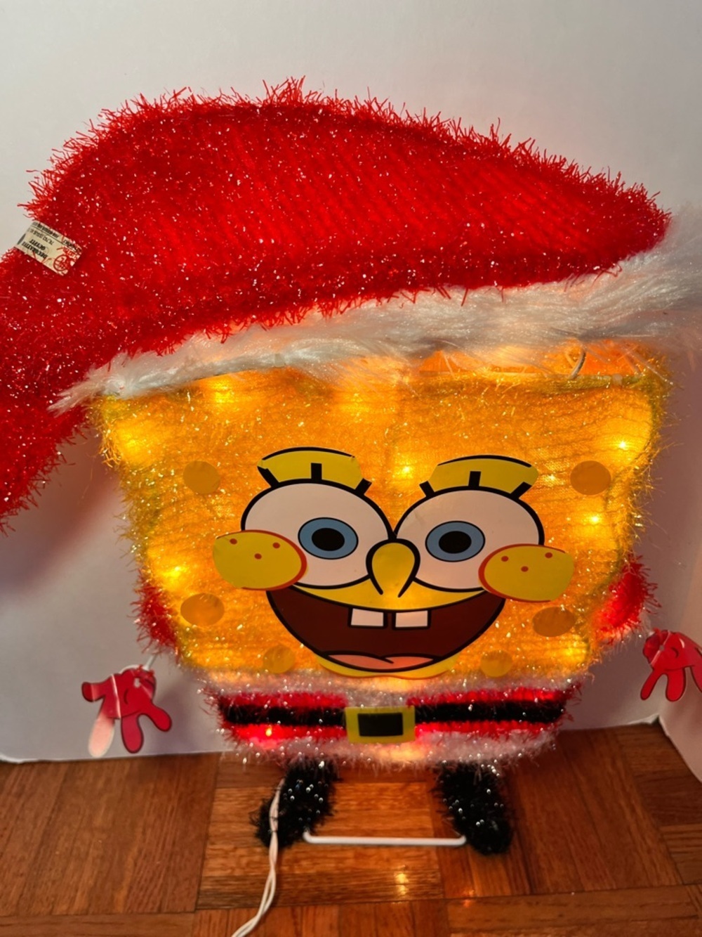 RARE Vintage 2012 SpongeBob Santa 3D Pre-Lit Tinsel Decor HTF - Picture 4 of 11